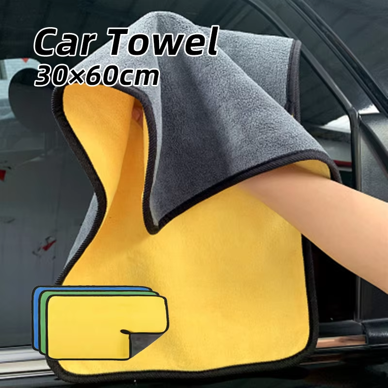 3/5/10Pcs Microfiber Car Wash Towels Hemmed Cleaning Cloths, Super Absorbent Qui