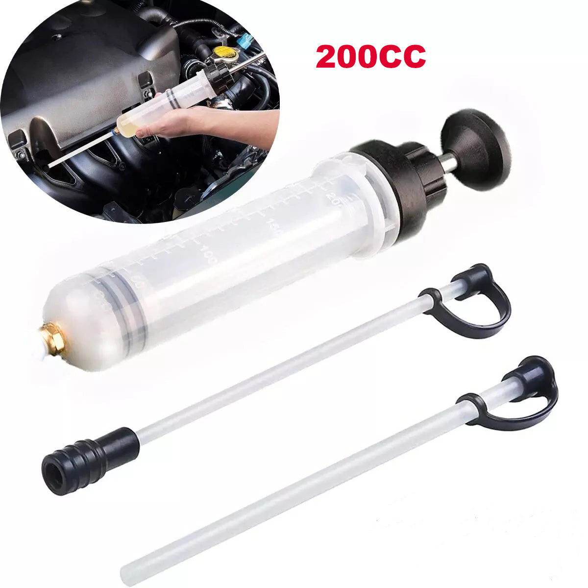 200CC Car Oil Fluid Extractor Filling Syringe Auto Oil Change Syringe with Hose