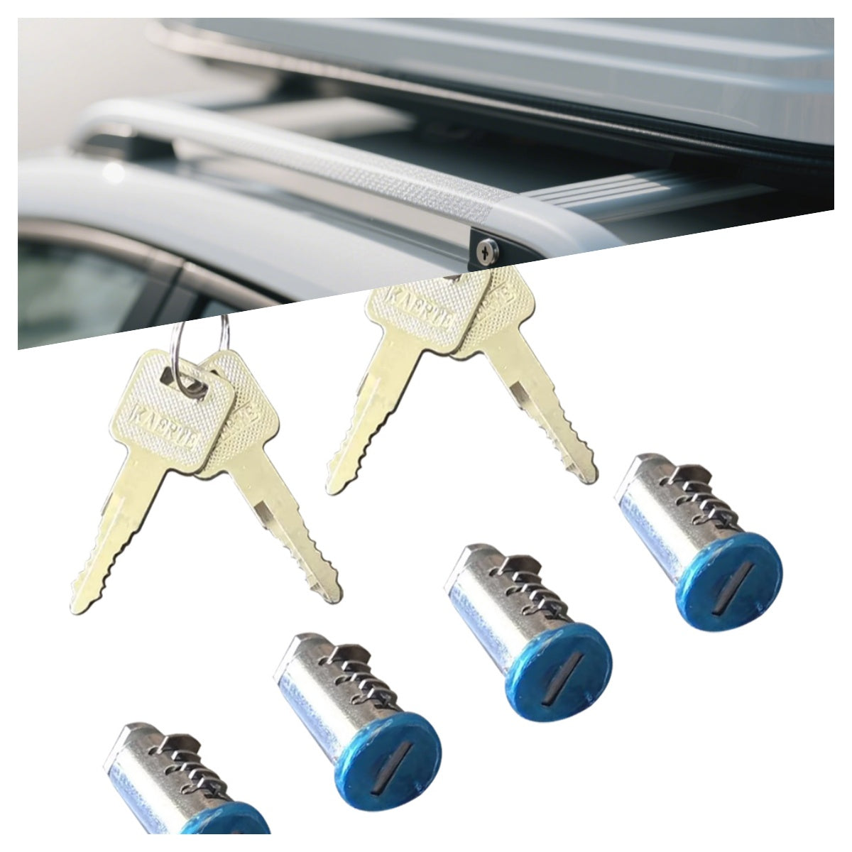 4Pcs Roof Rack Lock Set with 4 Keys Fits Thule Halfords Roof Bars Cycle Carriers