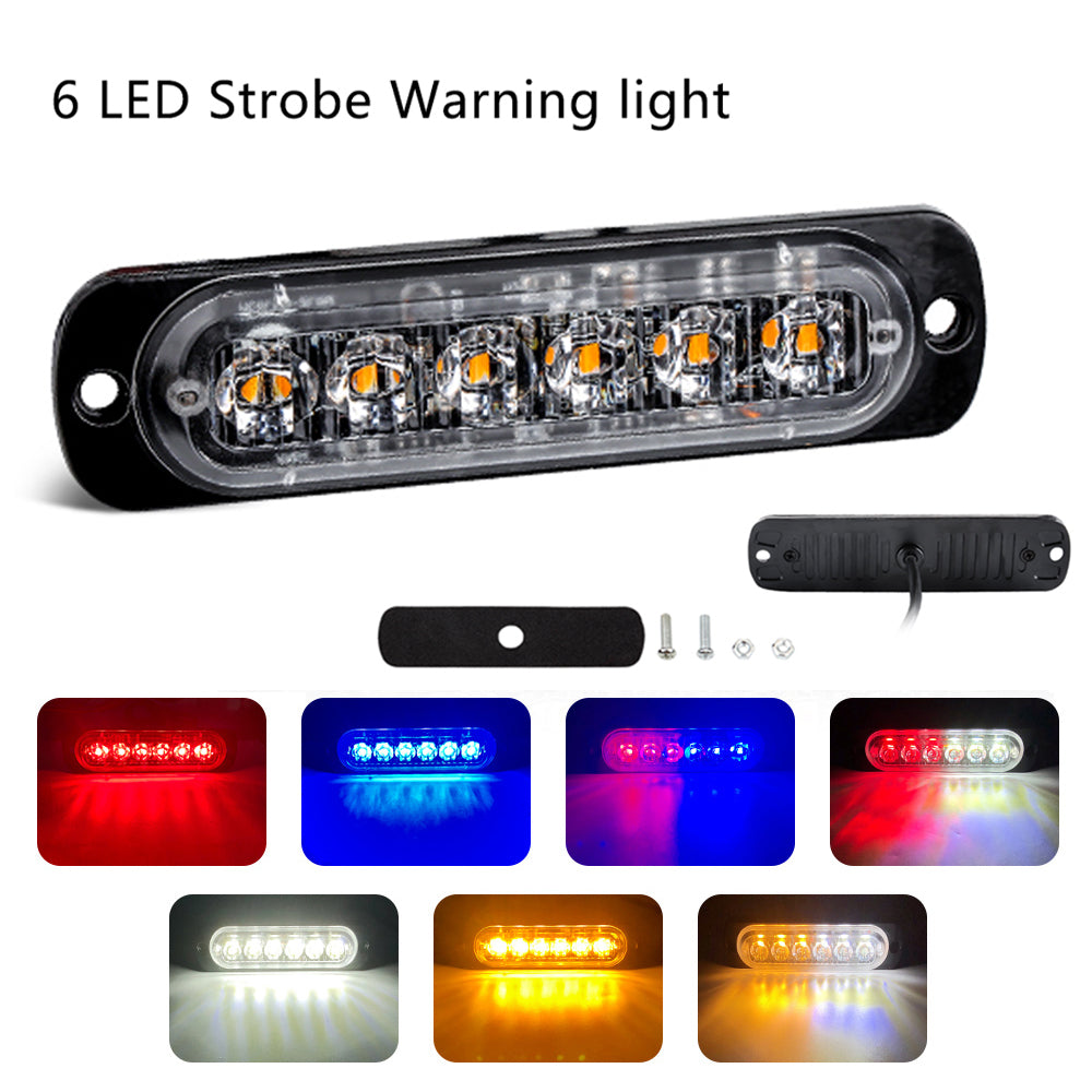 LED Strobe Light Flashing Grille Light Car Emergency Light 6LED Warn Light Polic