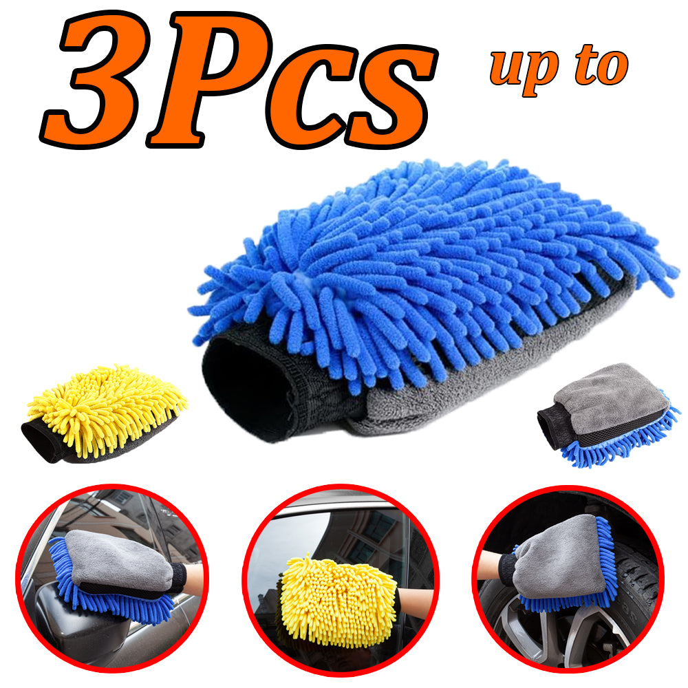 3-1Pcs Car Wash Gloves Microfiber Chenille Gloves Waterproof Car Cleaning Mitt W