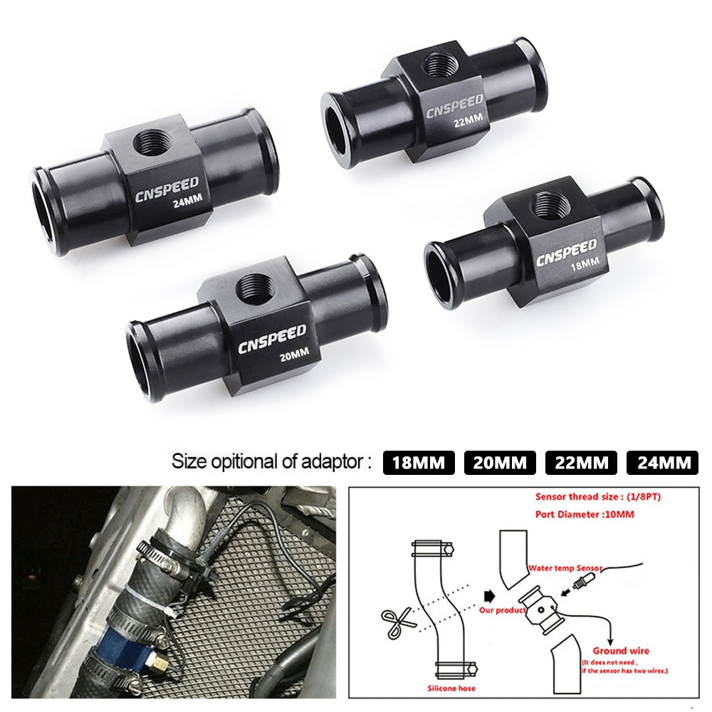 Black coolant hose connection Temp Radiator Hose Adapter 1/8Npt Temperature 18mm