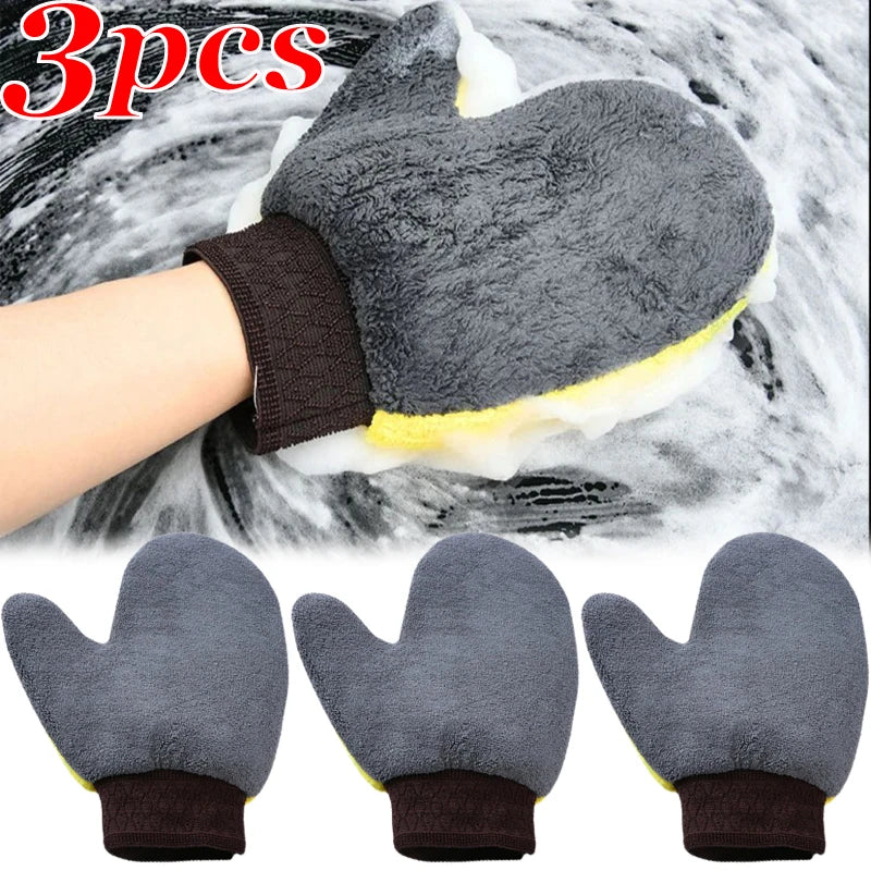 Car Washing Gloves Microfiber Coral Velvet Strong Water Absorption Body Cleaning