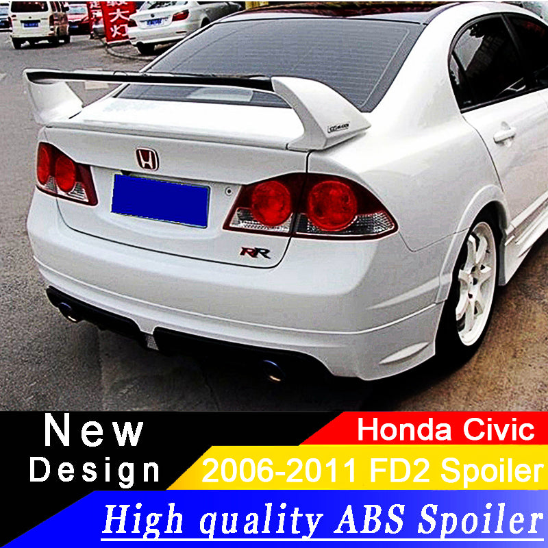 For Honda Civic 2006-2011 ABS FD2 Spoiler Three Parts or Four Parts Civic Car Bo