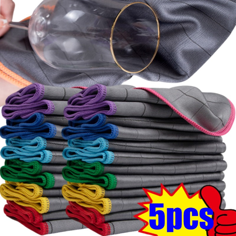 1-5pcs Fiber Carbon Fiber Multi-Function Car Towel Dishcloth Auto Glass Cloth Wa