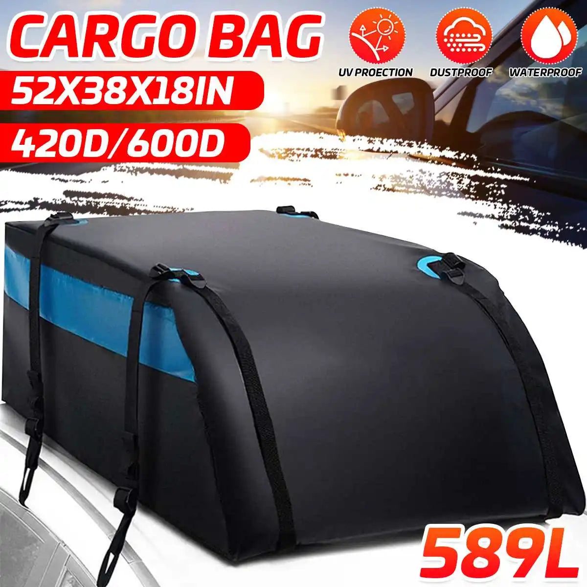600D/420D 120x90x44cm Large Waterproof Car Cargo Roof Bag Rooftop Luggage Carrie
