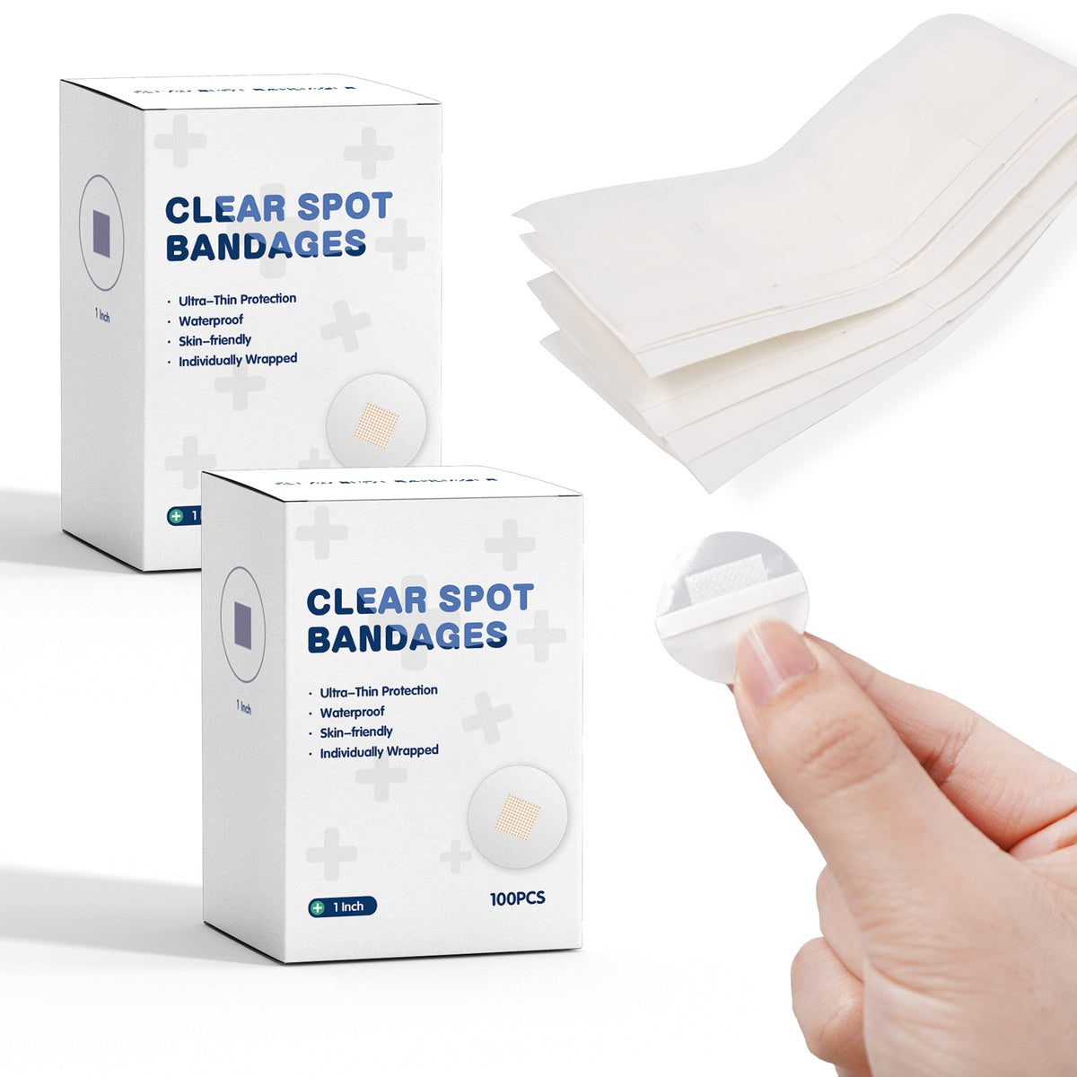 100pcs Mini Transparent PU Band Aid Waterproof Wound Patch Round Vaccination Adh