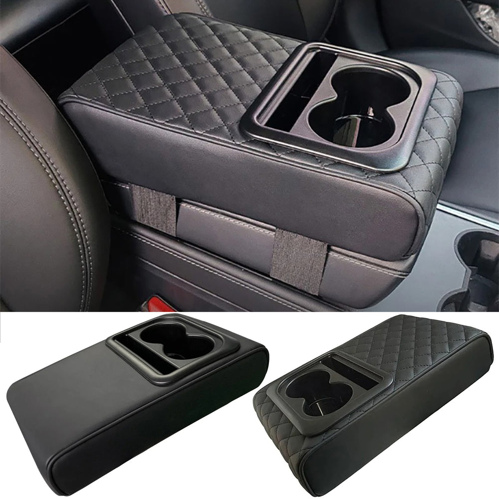Car Armrest Box Cushion, Auto Center Console Armrest Cushion With 2 Cup Holder P