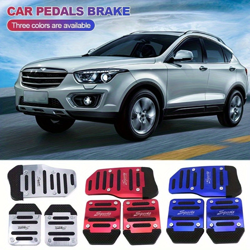 3Pcs Anti-slip car pedal mat compatible with manual transmission and clutch, alu