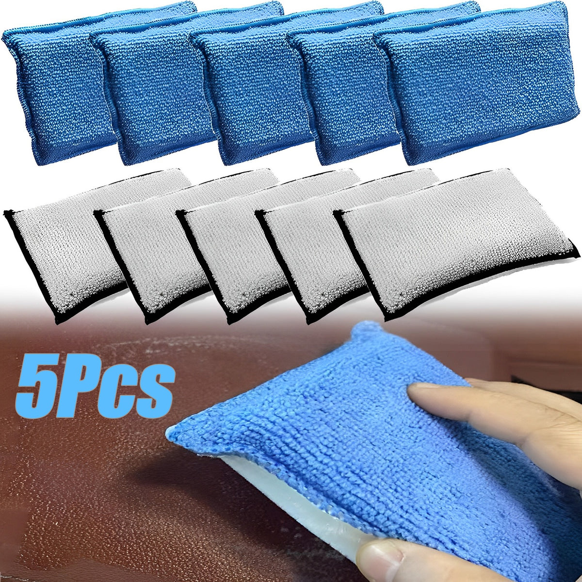 Microfiber Double Side Car Cleaning Pad Leather Car Detailing Soft Scrubbing Spo