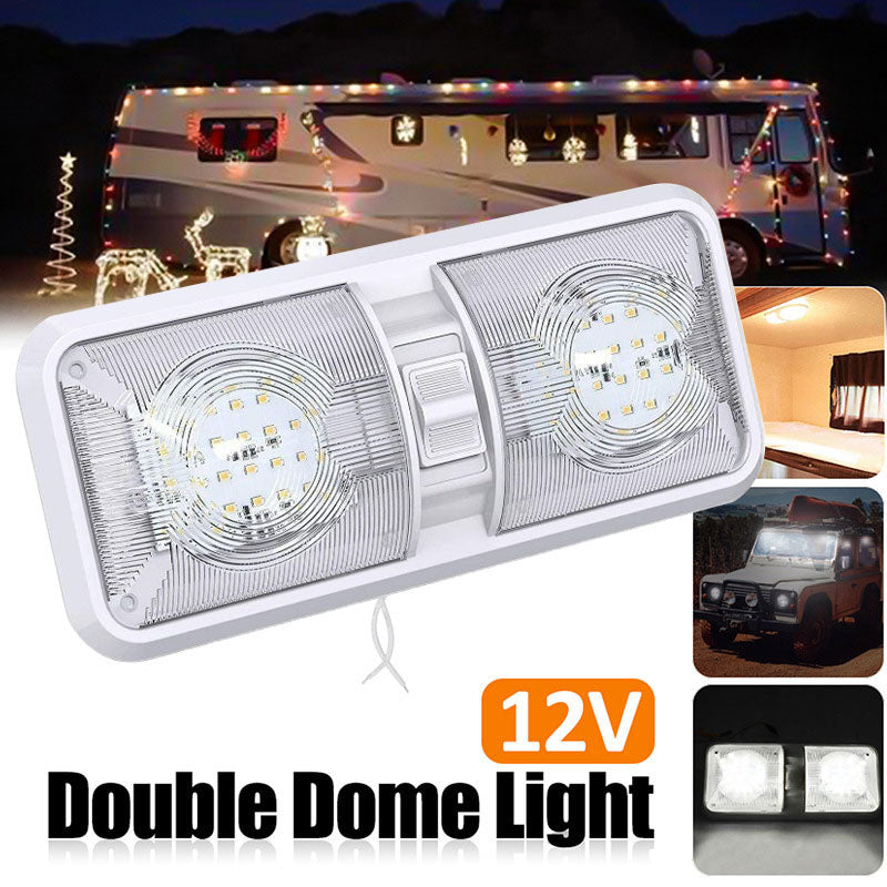 LED RV Lights 12V/24V Light Interior Double Dome Light for Truck Boat Light Adju