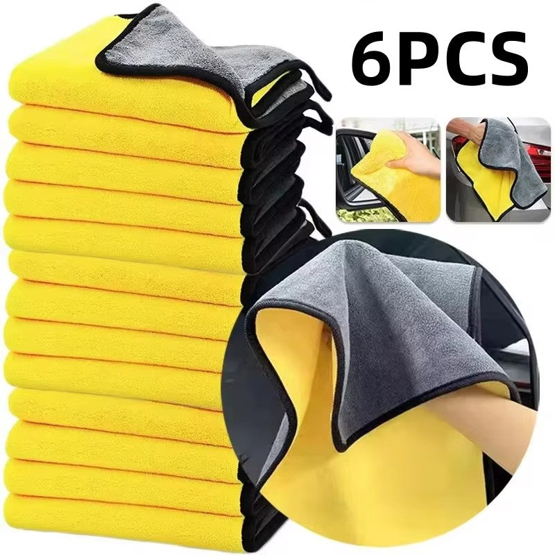 1/2/5/6pcs Microfiber Cleaning Towel Thicken Soft Drying Cloth Car Body Washing