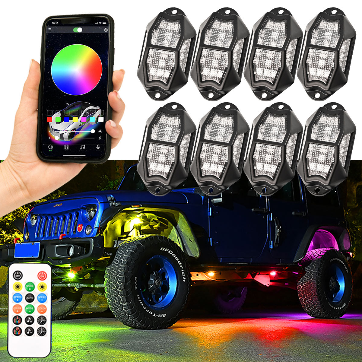 LED Rock light Decorative lights Atmosphere light for Truck SUV ATV lorry Illusi