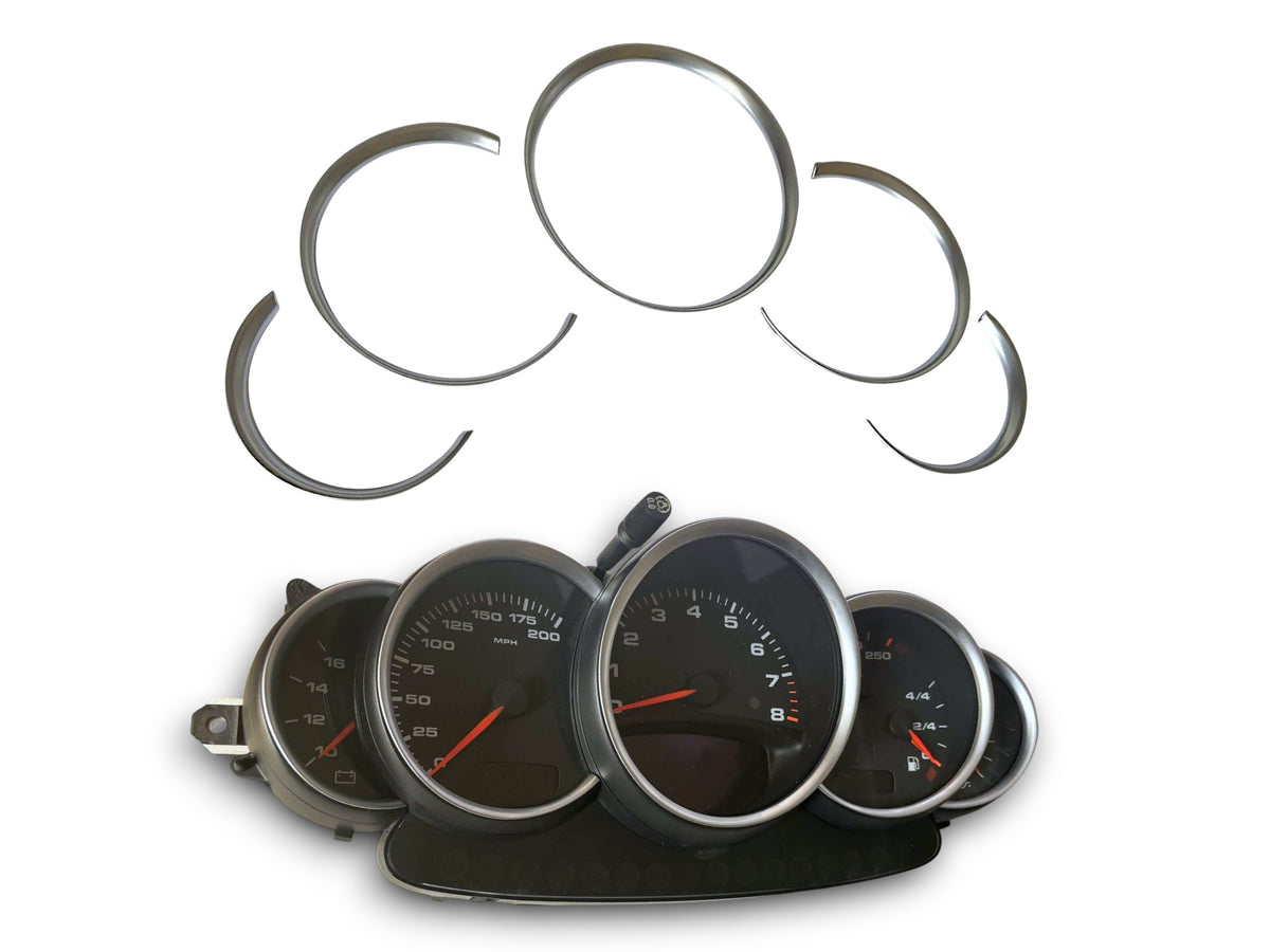 1 Set Matt Chrome Dashboard Dial Gauge Rings Bezel Trim for Porsche 911 996 S Tu