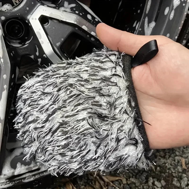 Microfiber Car Washing Gloves Auto Wheel Hub Rim Cleaning Mitt Ultra-Soft Thicke