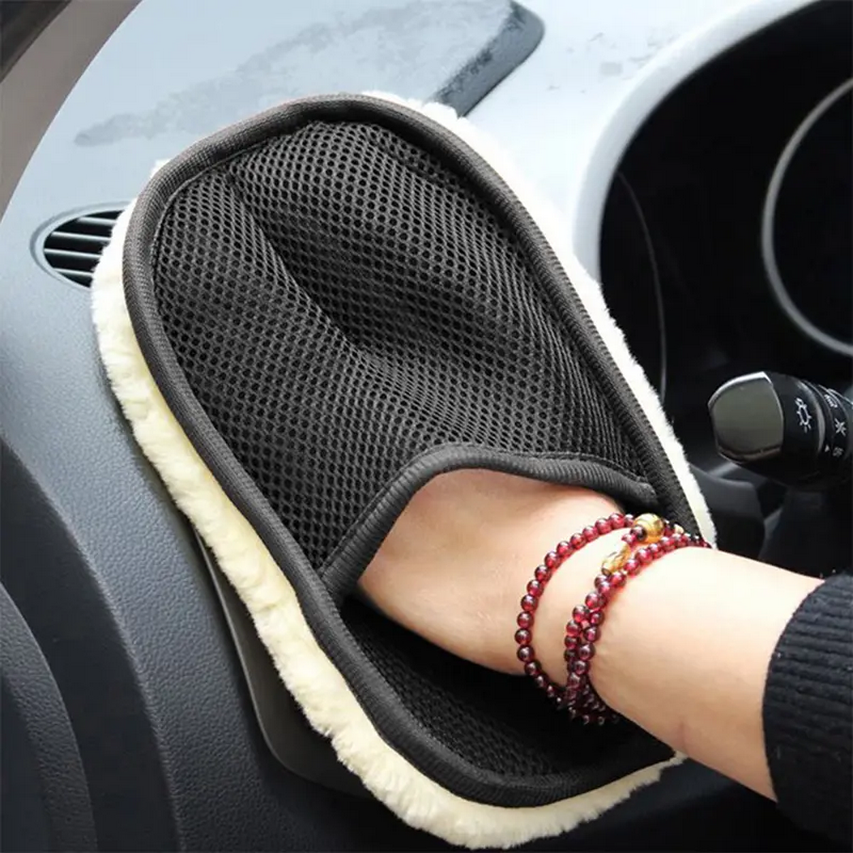 Car Wash Wool Plush Gloves Single-Sided Thickened Soft Wool Wipe Foam Cleaning C