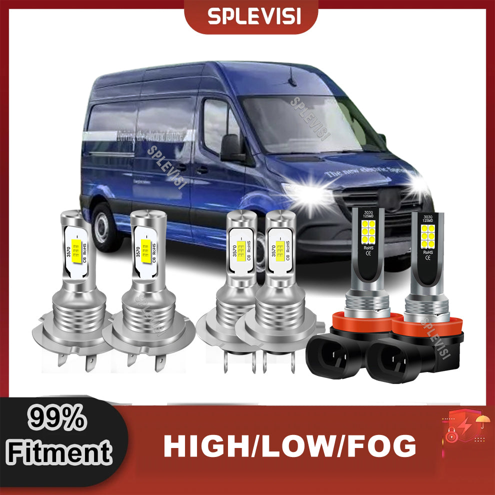 Car LED Light Hi Beam Low Beam Foglight 6000K White For Mercedes-Benz Sprinter 2