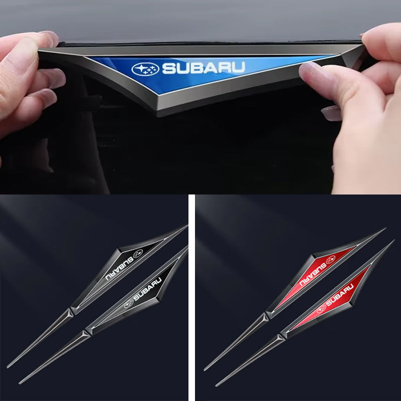 2PCS Alloy Car Door Side Sticker Fender Knife Leaf Badge for Subaru Logo STI For