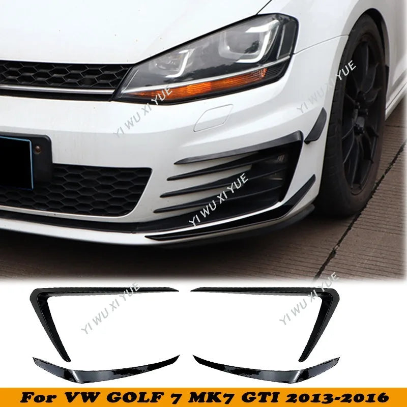 Black Front Bumper Splitter For VW GOLF 7 MK7 GTi 2013-2016 Fog Light Cover Air
