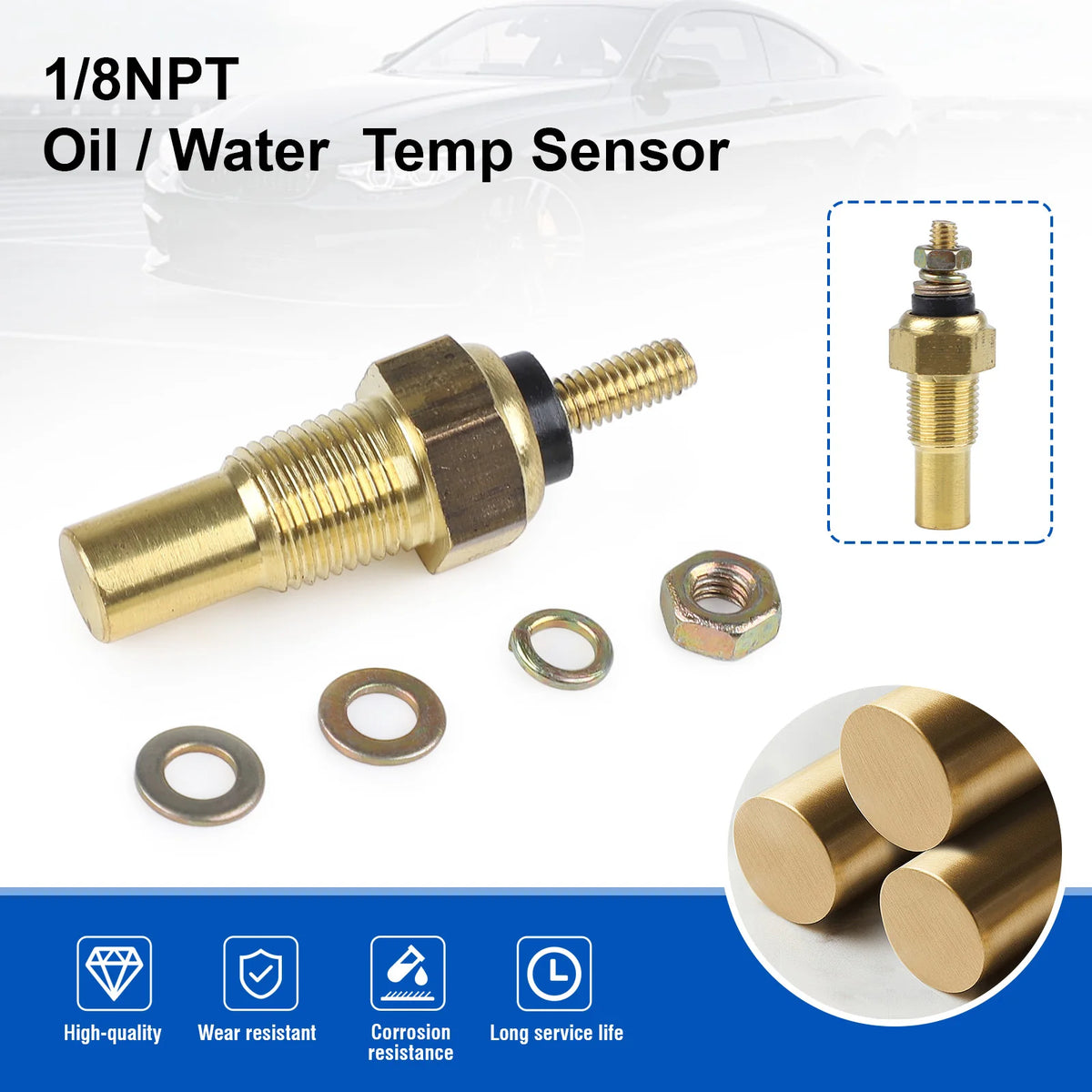Universal Water Coolant Oil Temp Sensor Temperature 1/8 Npt Electrical Sender Tr