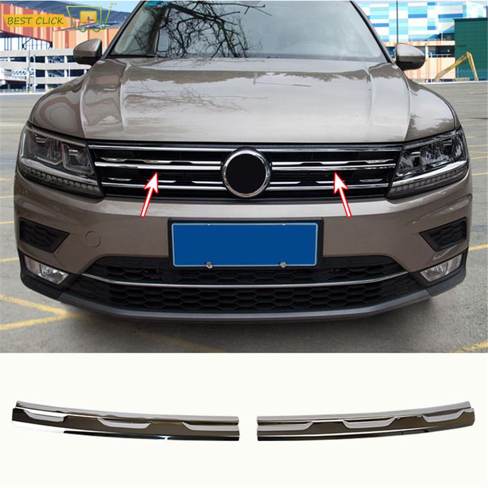 Chrome Front Mesh Grill Bumper Cover For VW Tiguan Mk2 2016 2017-2020 Trim Inser