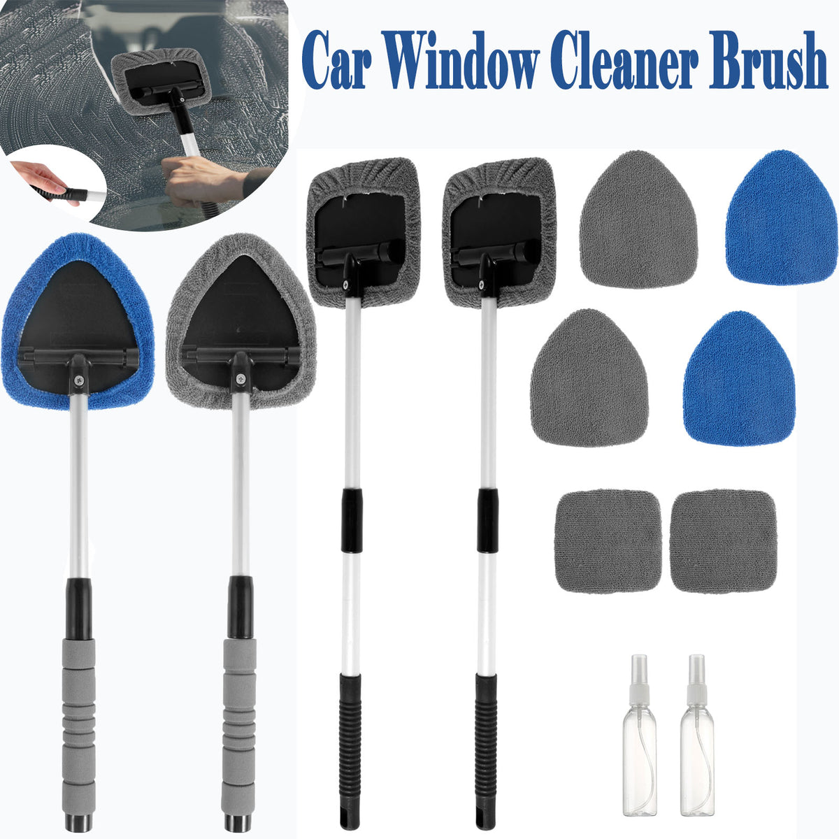 New Car Window Cleaner Brush Kit Windshield Cleaning Mop Microfiber Towel Car De