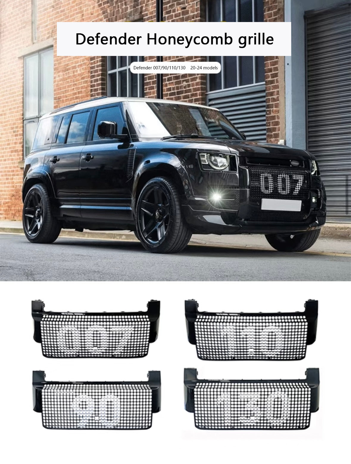 Black honeycomb grille suitable for Defender L663 90 110 130 2020 2021 2022 2023