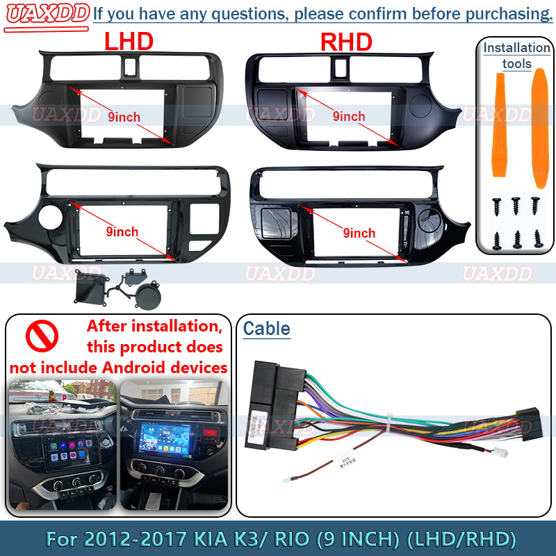 2 Din Car Radio Plastic Fascias Panel Dashboard For 2012-2015 KIA K3 RIO Frame I