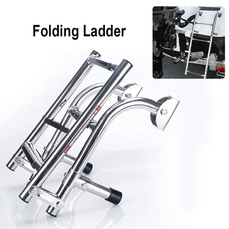 Marine 3 Step Folding Ladder Boat Marine Stainless Steel Pontoon Ladder Polished