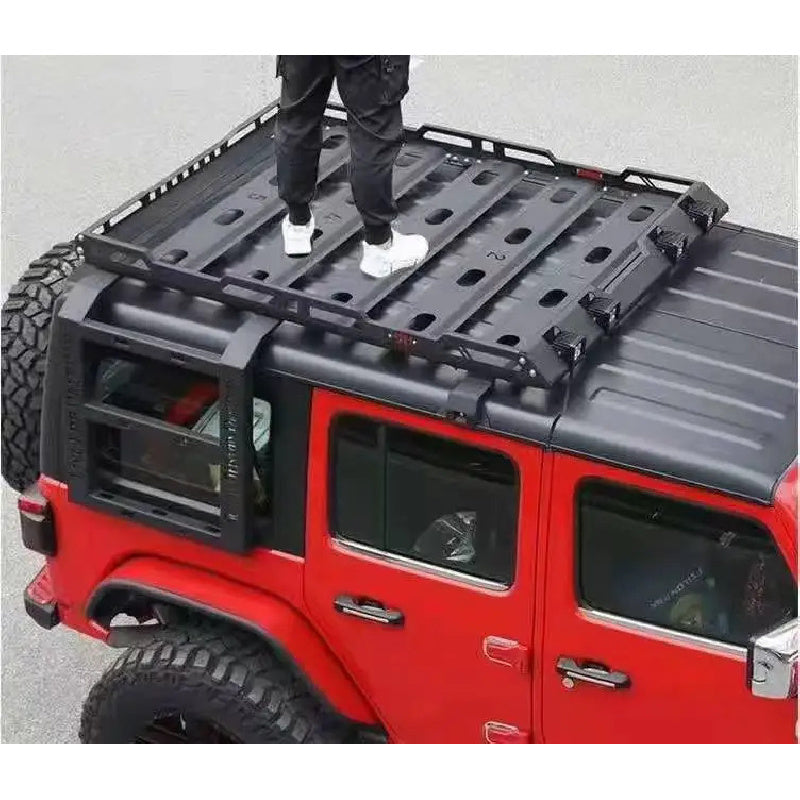 2/4 Door Aluminum Steel & Iron Roof Rack LED Light Lage Rack Climbing Ladder Car