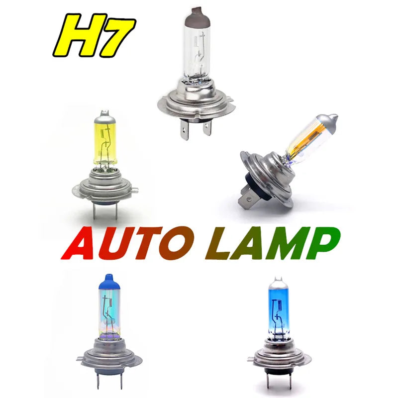 2 Pcs H7 55W series Car clear Quartz Halogen Bulb Rainbow Blue white yellow ligh