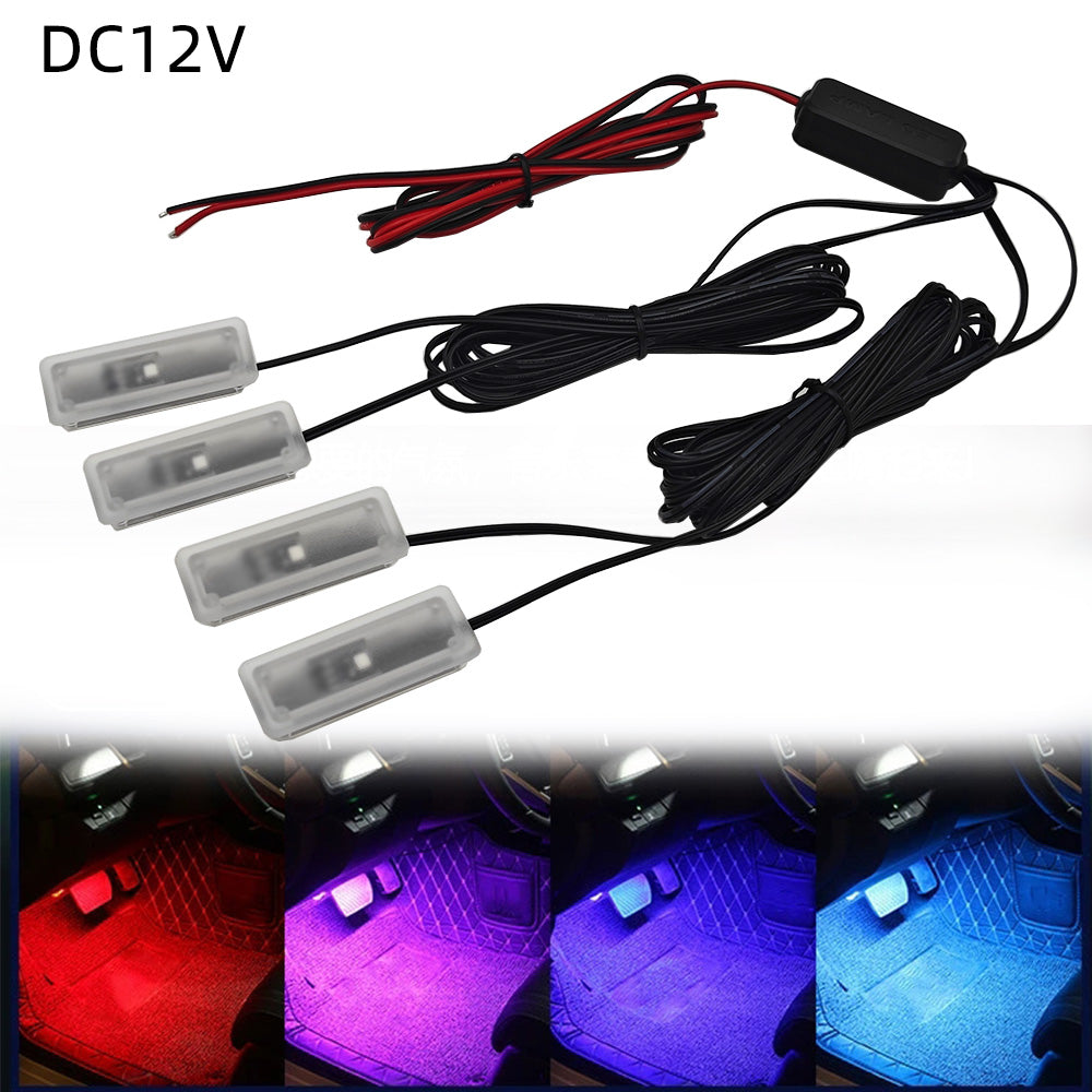 1-4LED ambient light, car interior floor light, connected to ACC power supply 12