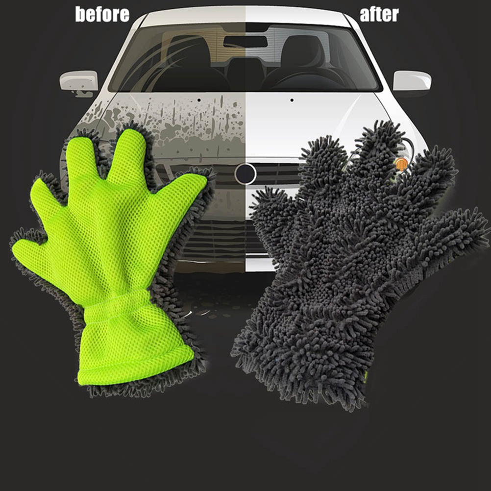 5-Finger Soft Car Washing Gloves Cleaning Brush for Car and Motorbike Washing Dr