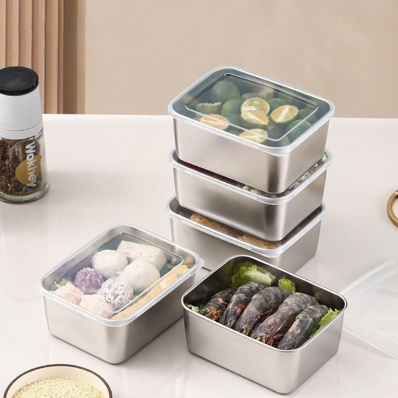 Storage Containers, Stainless Steel Fresh-keeping Box With Lid, Leak Proof And S