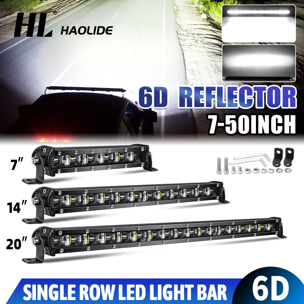 HL 6D Lens Super Slim Led Light Bar 7inch 14inch 20inch For Car Tractor Suv Truc