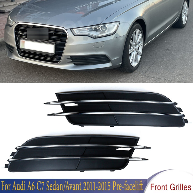 Front Bumper Grilles Cover Fog Light Cover Lamp Mask For Audi A6 C7 Sedan/Avant