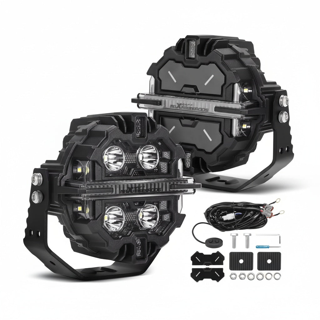 LED Fog Headlights, 5 inch 212W Driving Lights, White Amber DRL RGB, Die-cast Al