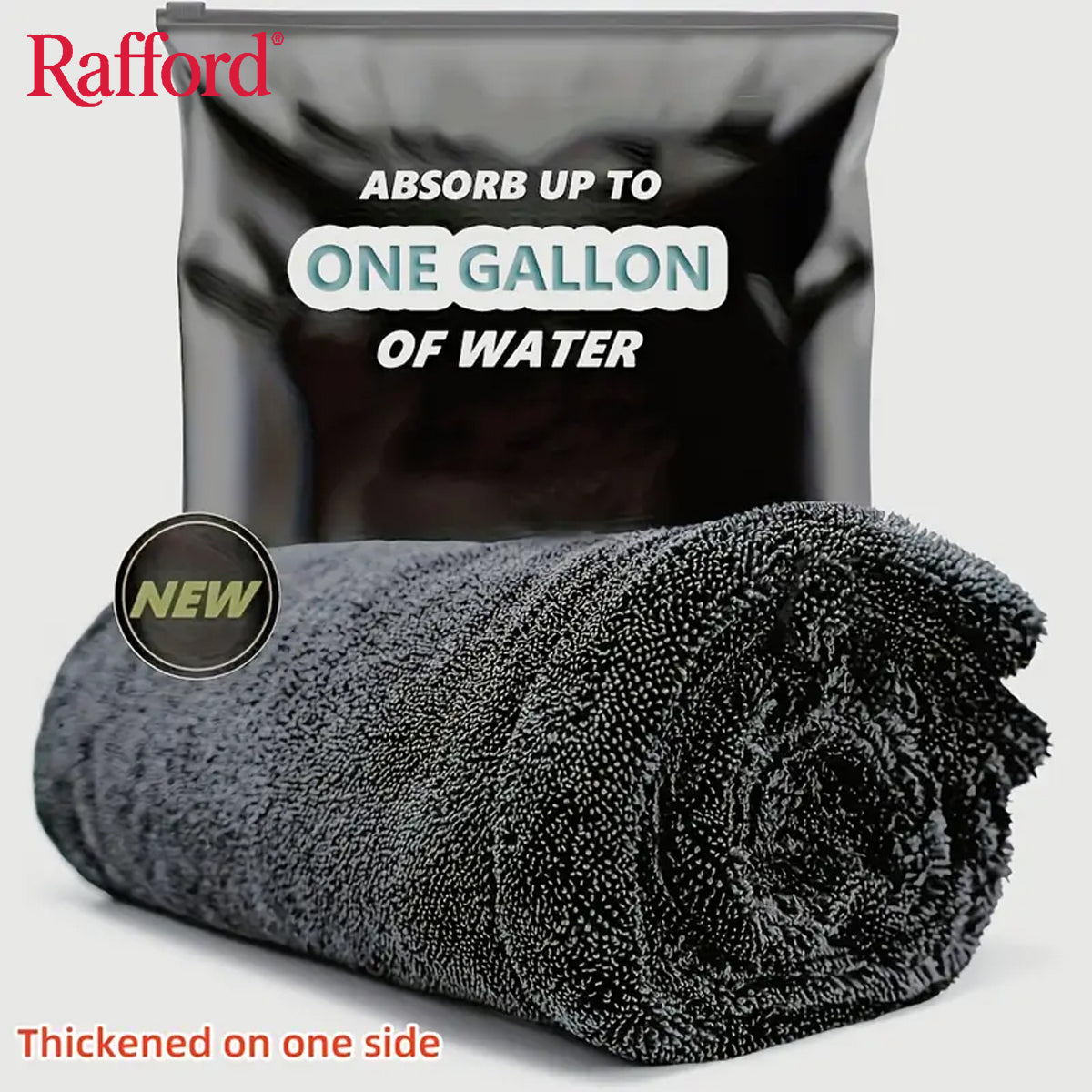 Rafford Dark gray car microfiber towel, oversized strong absorbent car wash clot