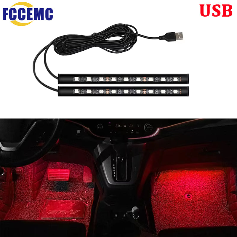 Led Car Ambient Light With USB 5V Universal Car Interior Foot Lamp Decoration Ba