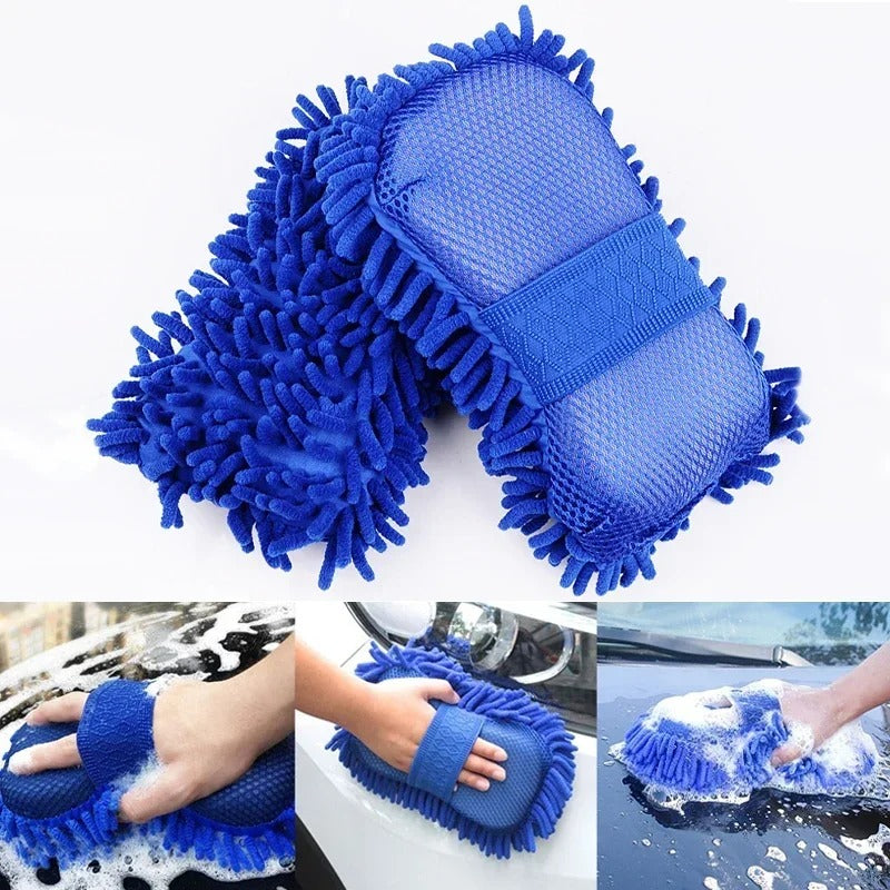 1 Pc Blue Microfiber Chenille Car Wash Sponge Care Washing Brush Pad Cleaning To