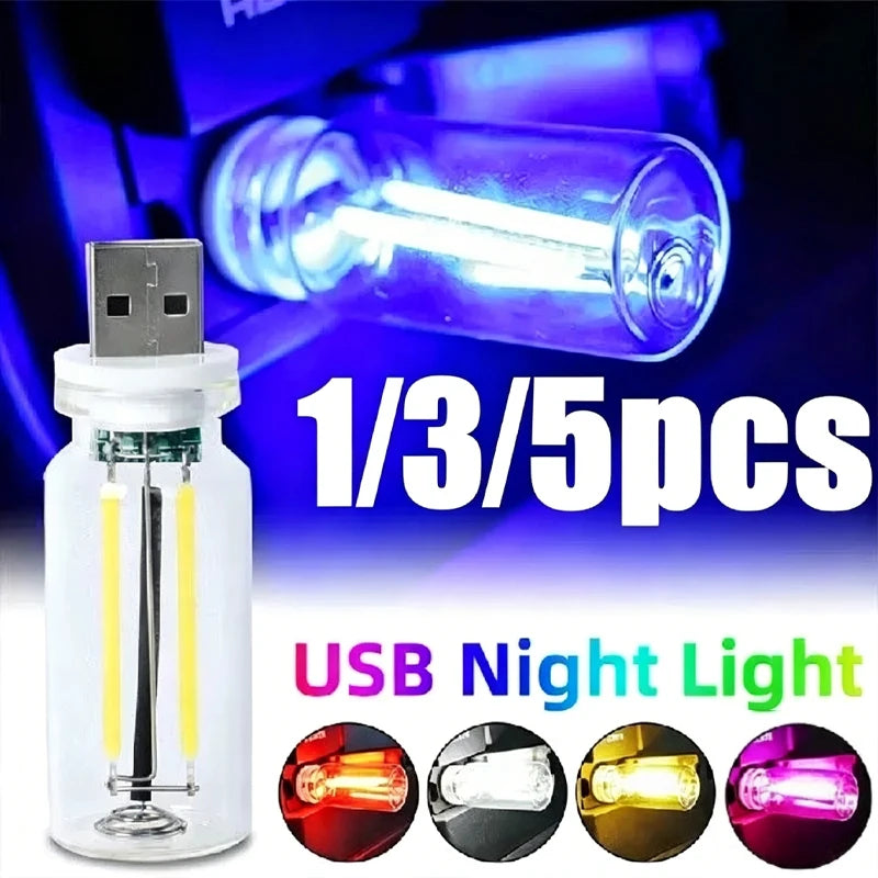 LED filament glass bulb 5V retro bulb touch dimming USB night light car decorati