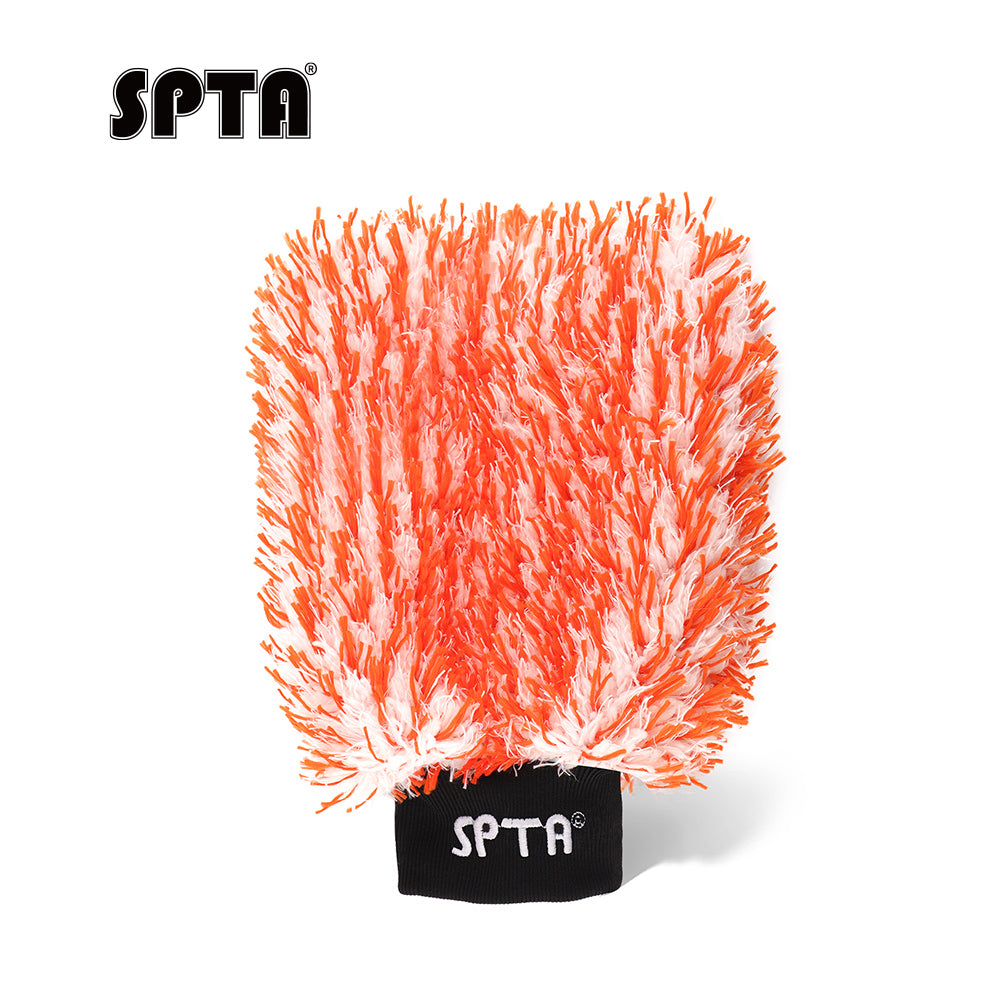 SPTA Microfiber Car Wash Mitt, Microfiber Washing Drying Mitt Wrapped in Soft Pl