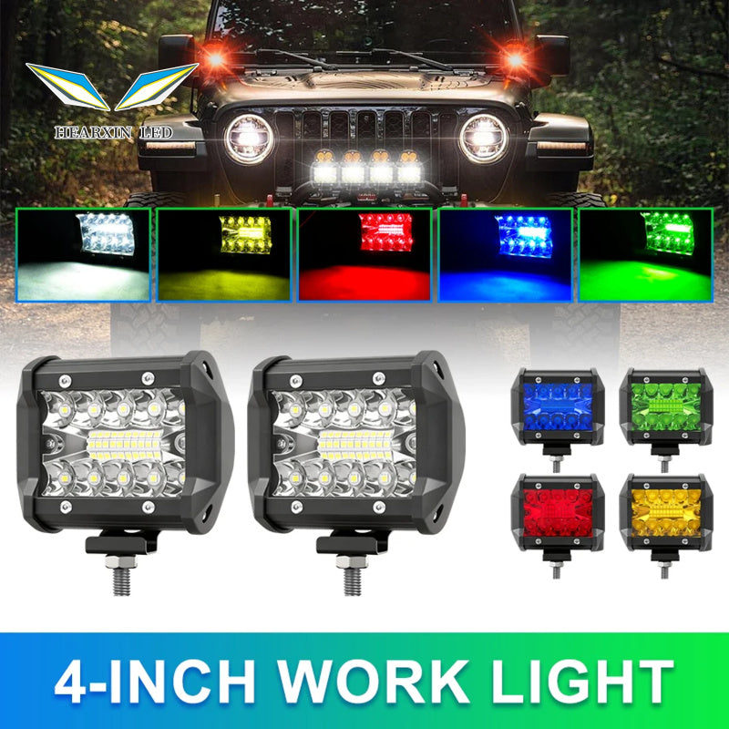 4'‘60W LED Work Light Flood Spot Lights 9-30V 60W Super Bright Driving Lamp DRL