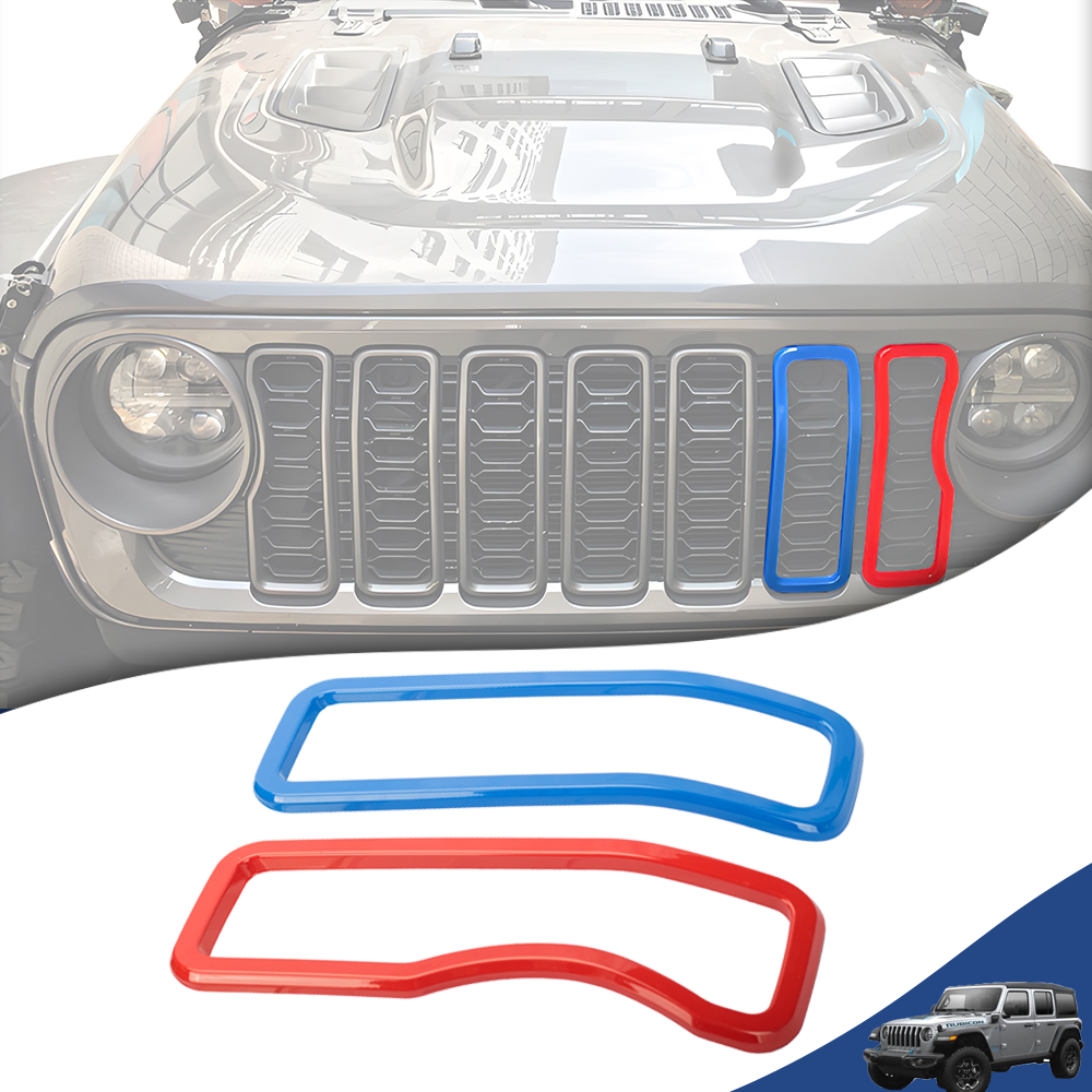 2PCS Car Front Grille Ring Decorative Cover Bumper Mesh Grille for Jeep Wrangler