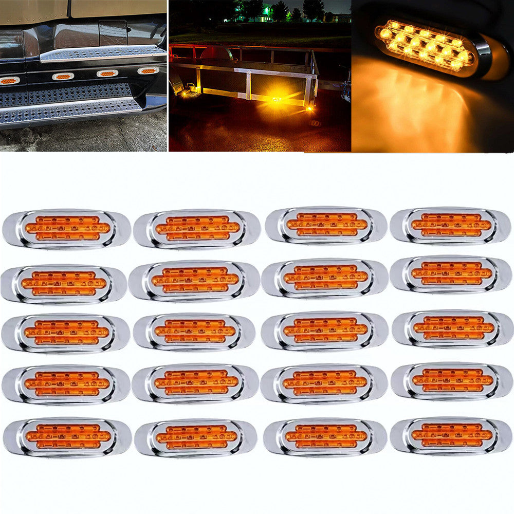 20PCS Red Amber Car Light LED Marker Side Lights Truck Side Marker Lamp Trailer