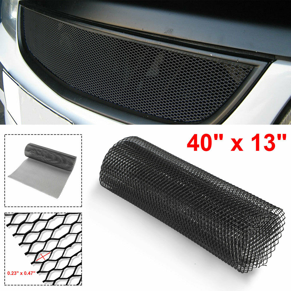 40''x13'' Aluminum Mesh Grill Cover Car Bumper Fender Hood Vent Grille Net Black