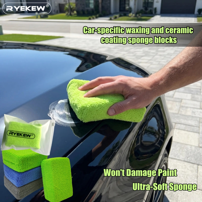 Car Microfiber Applicator Sponges Block Fiber Towel Cloth Car Wash Sponge Cleani