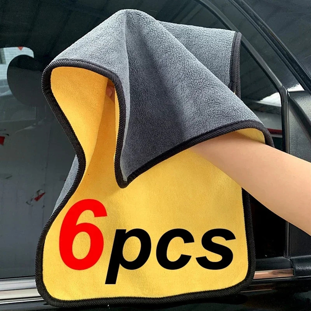 1/2/6PCS Microfiber Cleaning Towel Thicken Soft Drying Cloth Car Body Washing To