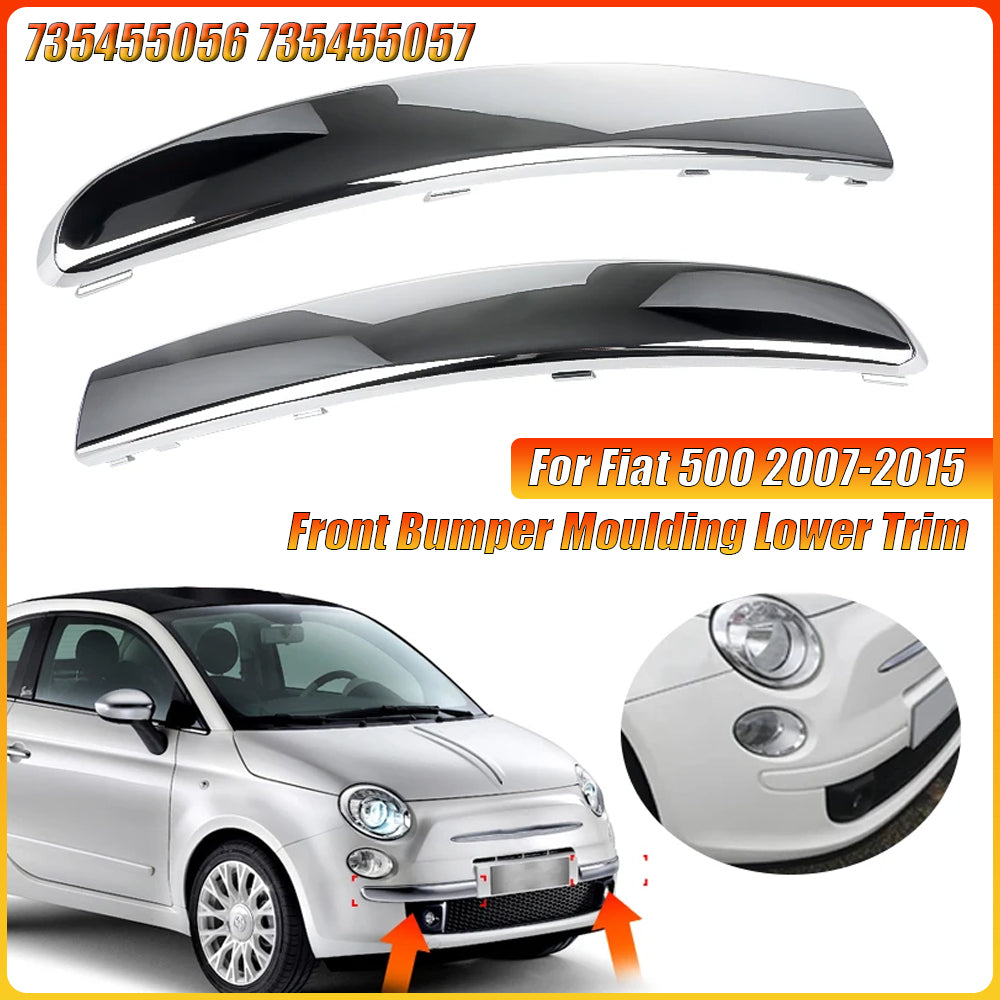 For Fiat 500 2007 2008 2009 2010 2011 2012-2015 Chrome Silver Front Bumper Upper