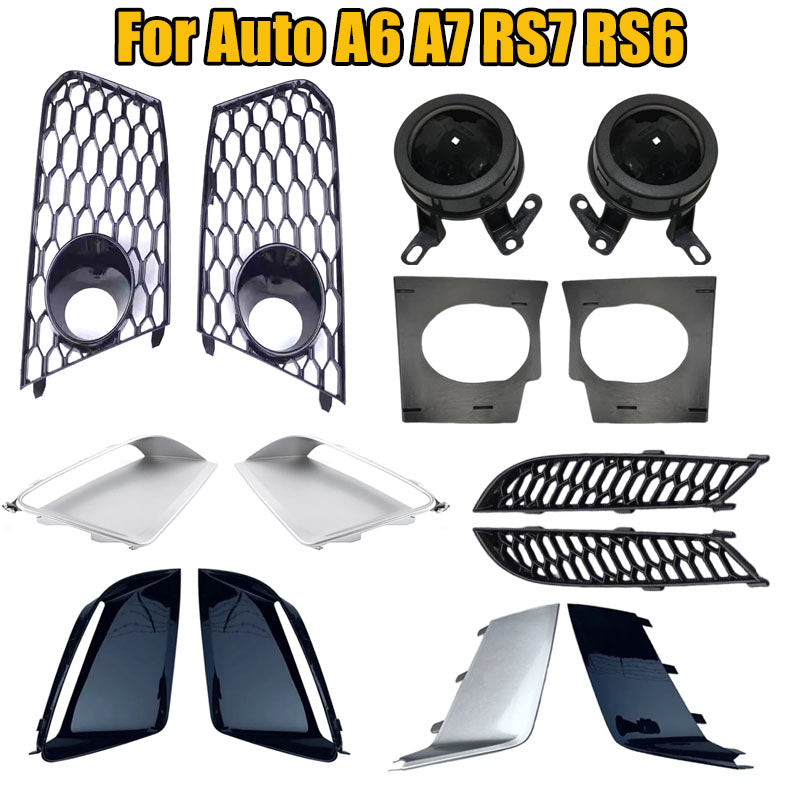 Car Front Lower Bumper Fog Light Grille Grill Cover Frame Silver Trim Only For A